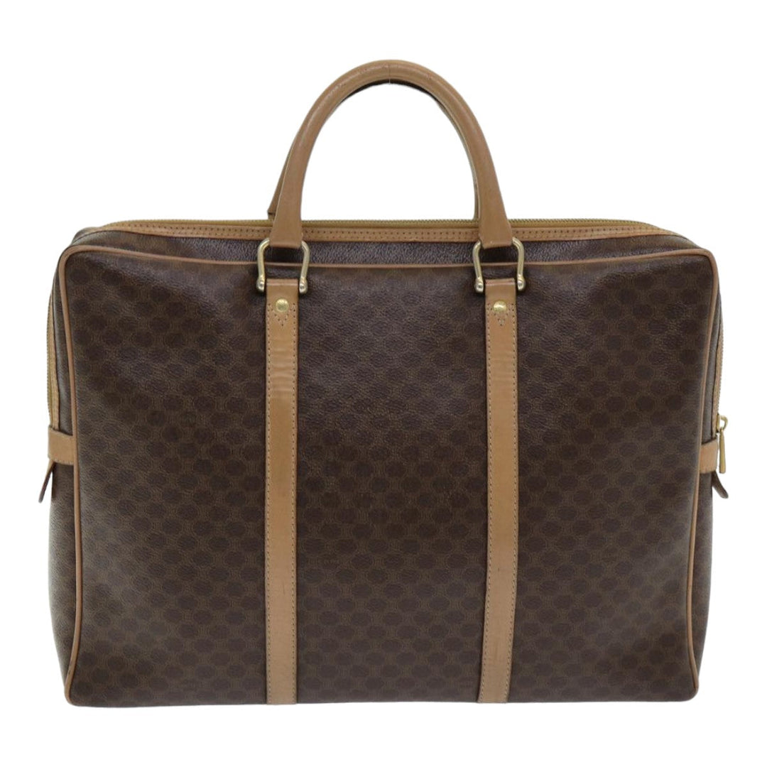 Celine Macadam Canvas Hand Bag PVC Leather Brown Auth 83673