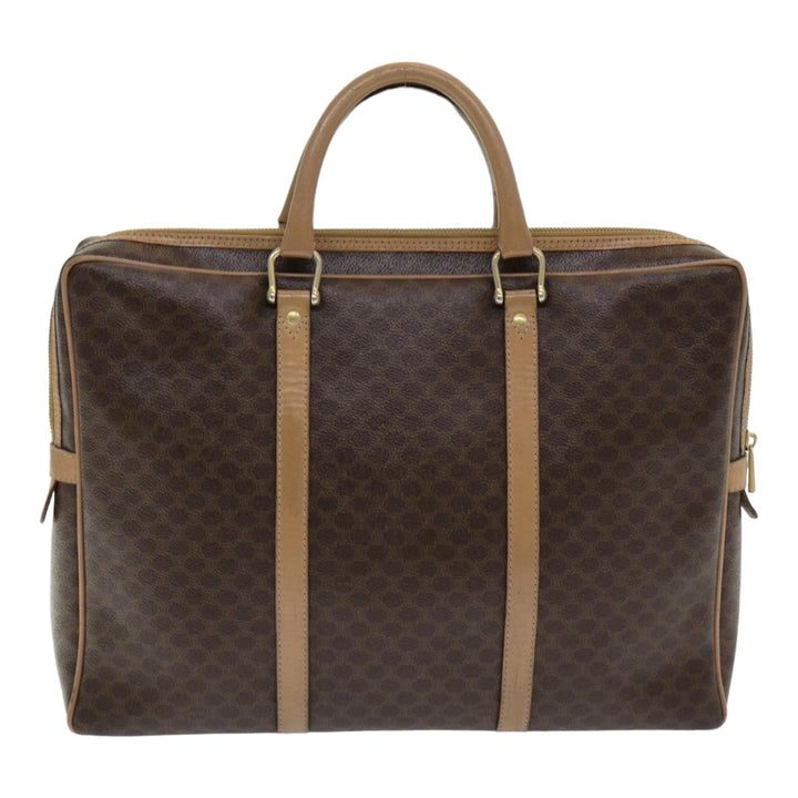 Celine Macadam Canvas Hand Bag PVC Leather Brown Auth 83673