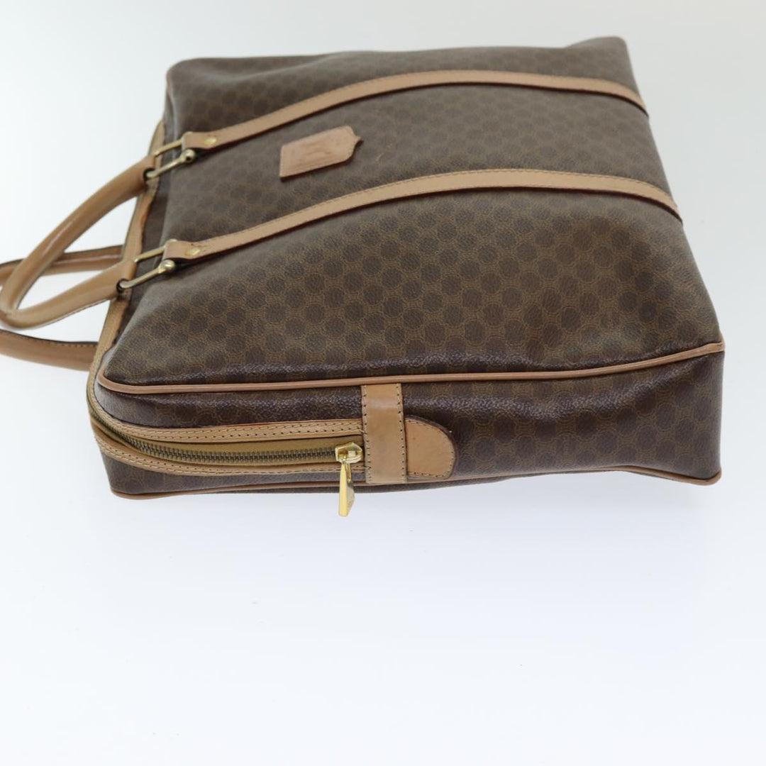 Celine Macadam Canvas Hand Bag PVC Leather Brown Auth 83673