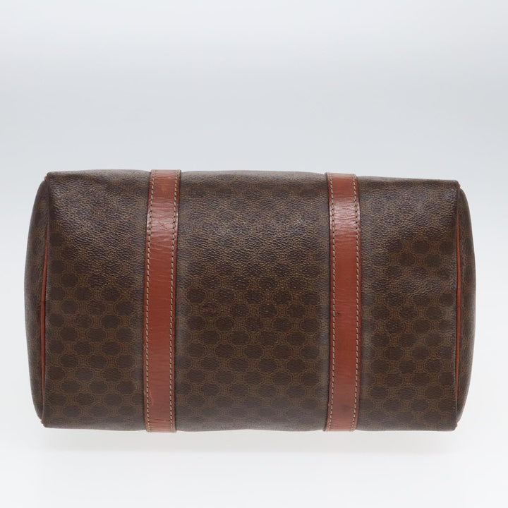 Celine Macadam Canvas Boston Bag PVC Leather Brown Auth 83674