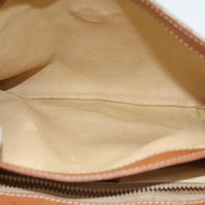 Celine Macadam Canvas Shoulder Bag PVC Leather Beige Auth 83676