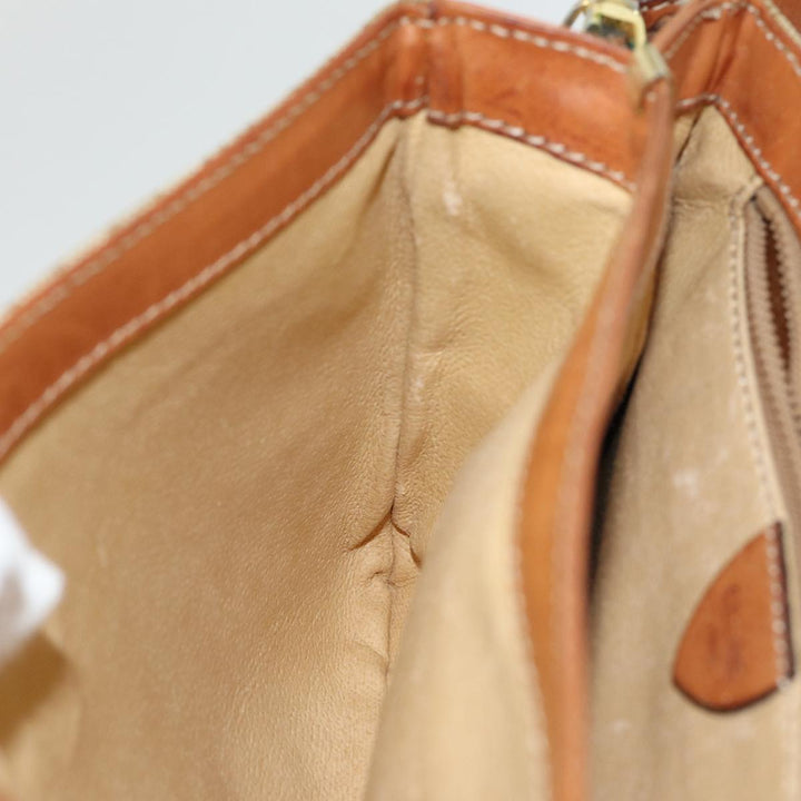 Celine Macadam Canvas Shoulder Bag PVC Leather Beige Auth 83676