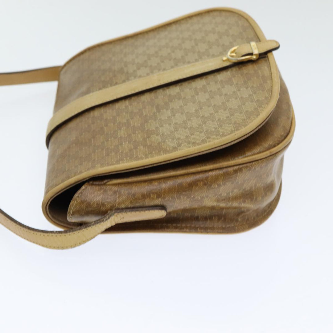 Celine Macadam Canvas Shoulder Bag PVC Leather Beige Auth 83677