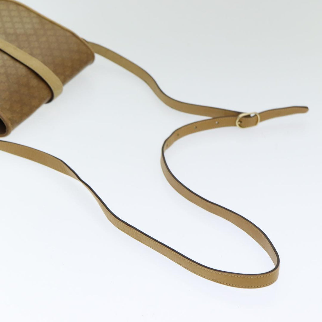 Celine Macadam Canvas Shoulder Bag PVC Leather Beige Auth 83677