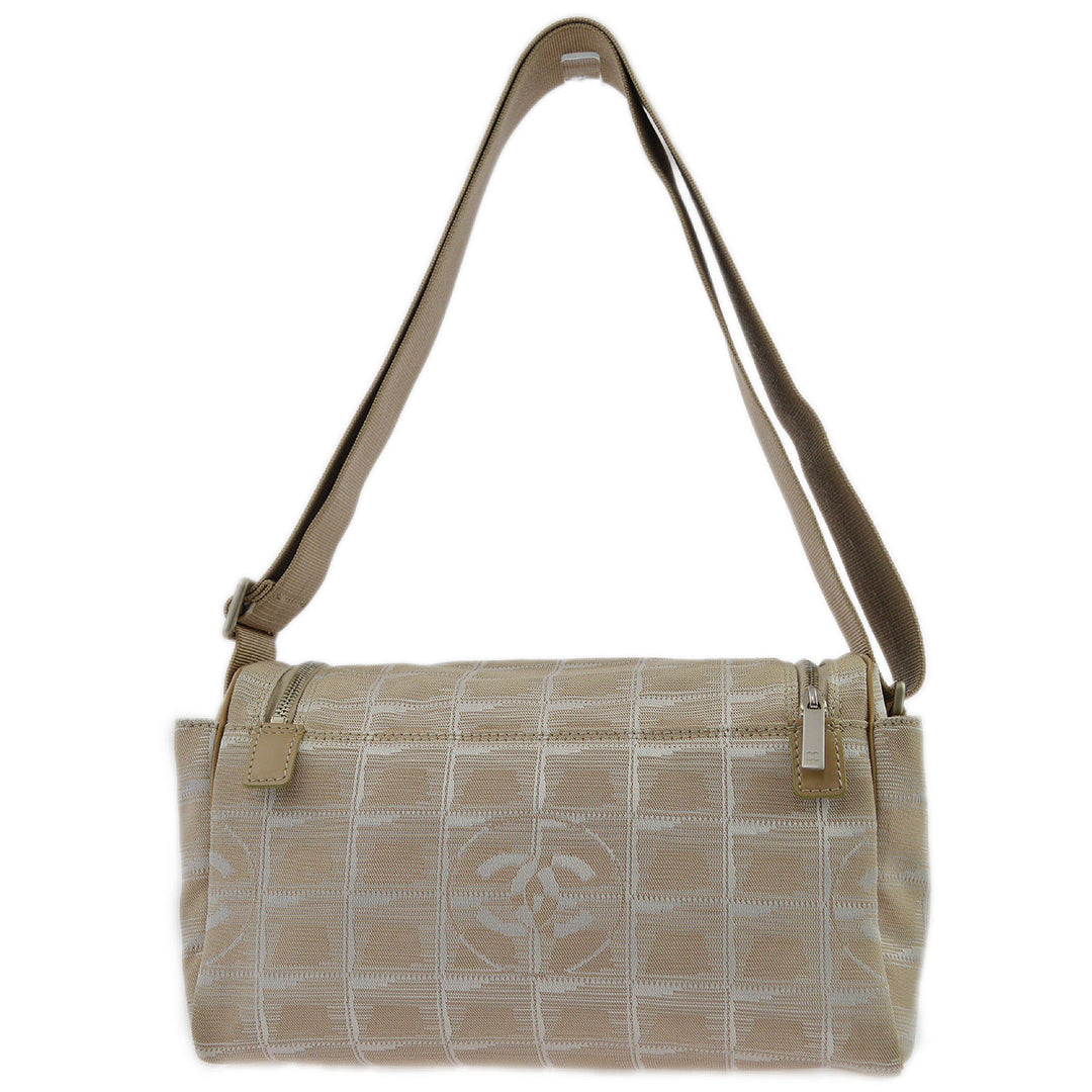 Top Quality Chanel Beige Jacquard Nylon Travel Line Shoulder Bag