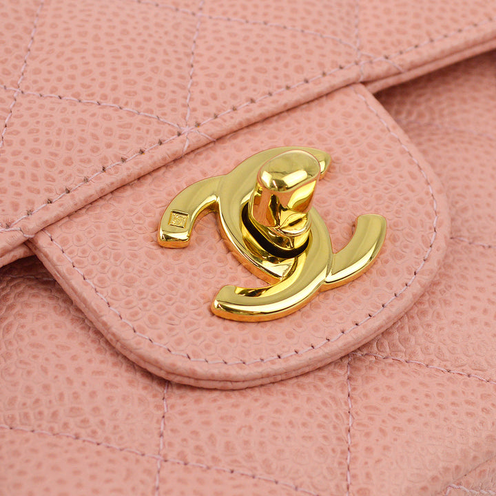 Top Quality Chanel Pink Caviar Medium Classic Double Flap Shoulder Bag