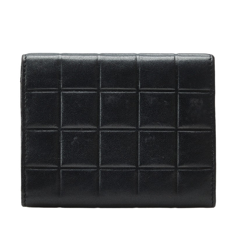Top Quality Chanel Chocolate Bar Three Folded Wallet Black Leather