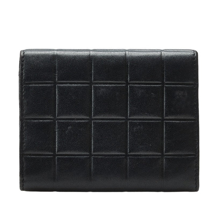 Top Quality Chanel Chocolate Bar Three Folded Wallet Black Leather