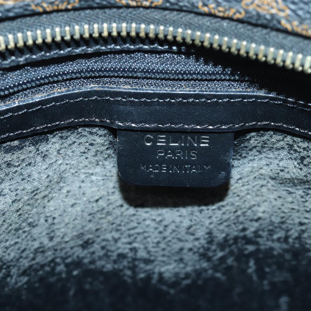 Celine Macadam Canvas Hand Bag PVC Leather Black Auth 83930