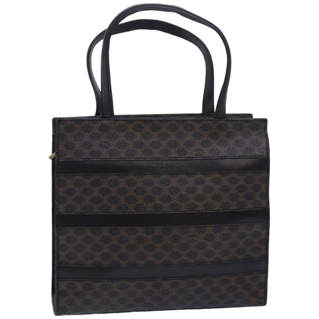 Celine Macadam Canvas Hand Bag PVC Leather Black Auth 83930