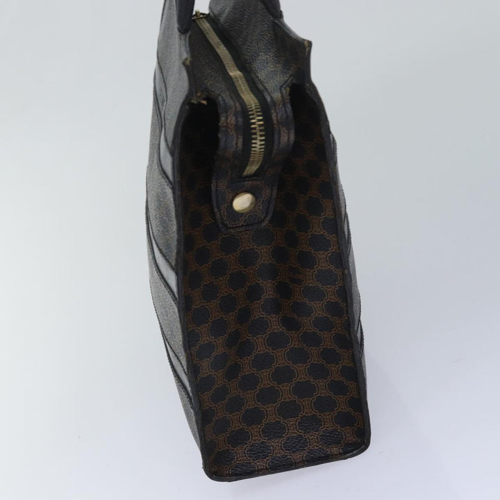 Celine Macadam Canvas Hand Bag PVC Leather Black Auth 83930