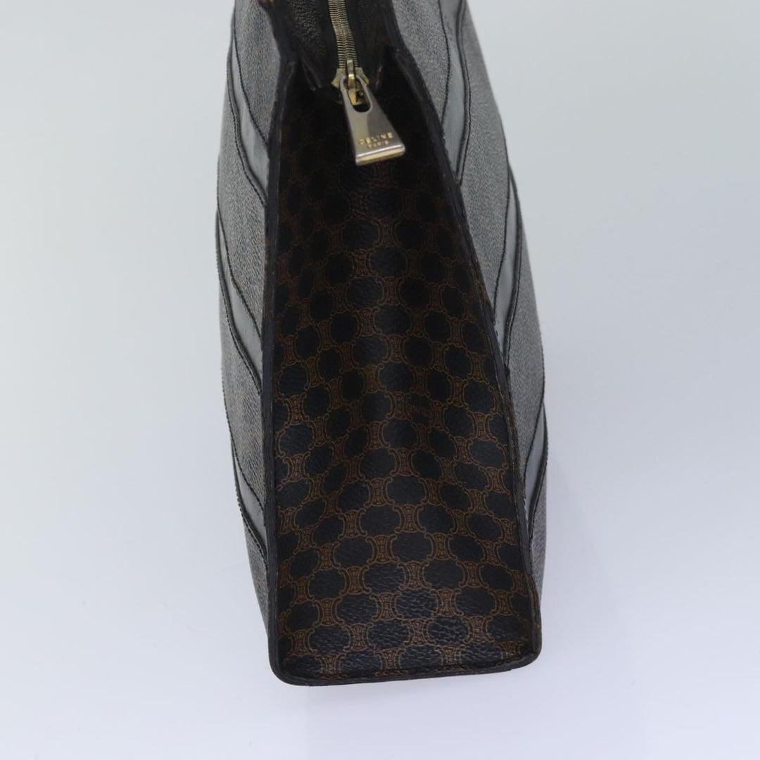 Celine Macadam Canvas Hand Bag PVC Leather Black Auth 83930