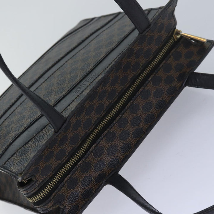 Celine Macadam Canvas Hand Bag PVC Leather Black Auth 83930