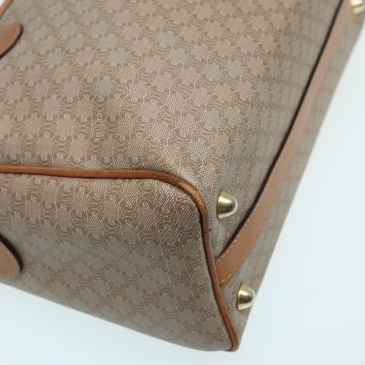 Celine Macadam Canvas Hand Bag Leather Beige Auth 83931
