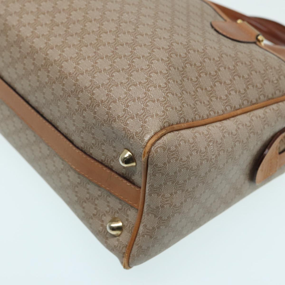 Celine Macadam Canvas Hand Bag Leather Beige Auth 83931