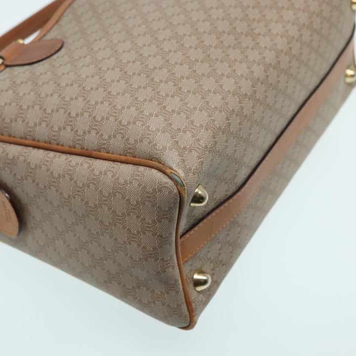 Celine Macadam Canvas Hand Bag Leather Beige Auth 83931