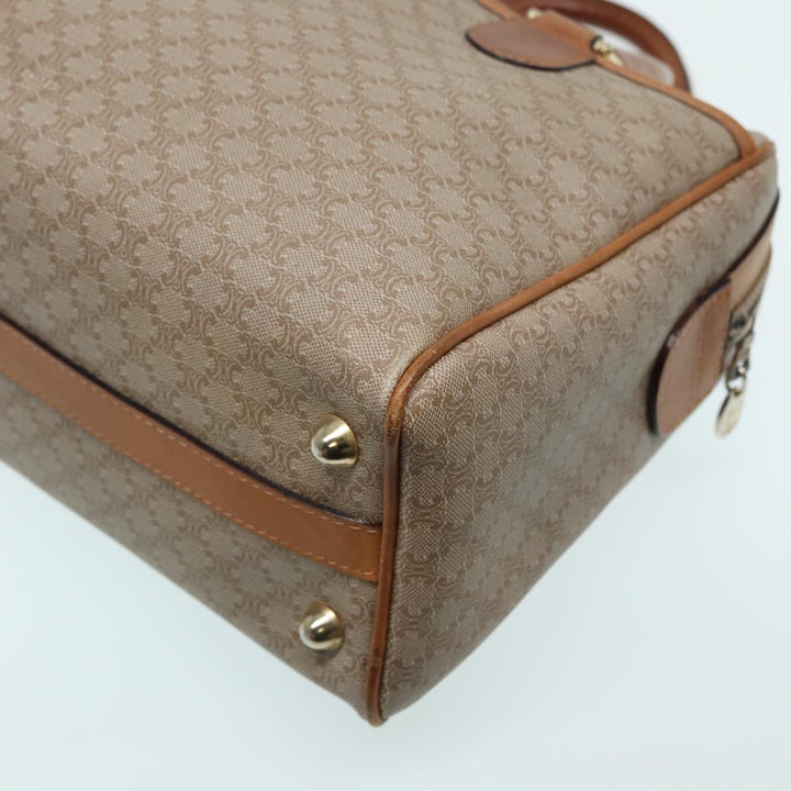 Celine Macadam Canvas Hand Bag Leather Beige Auth 83931