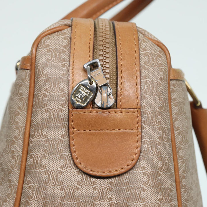 Celine Macadam Canvas Hand Bag Leather Beige Auth 83931