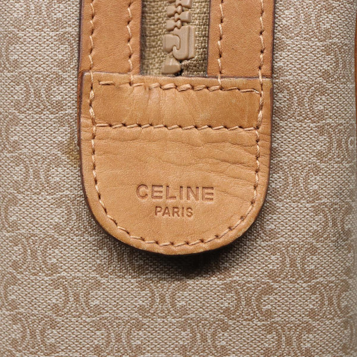 Celine Macadam Canvas Hand Bag Leather Beige Auth 83931