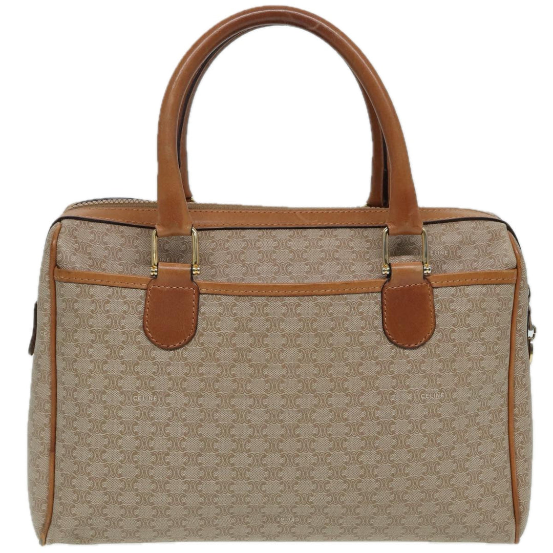 Celine Macadam Canvas Hand Bag Leather Beige Auth 83931