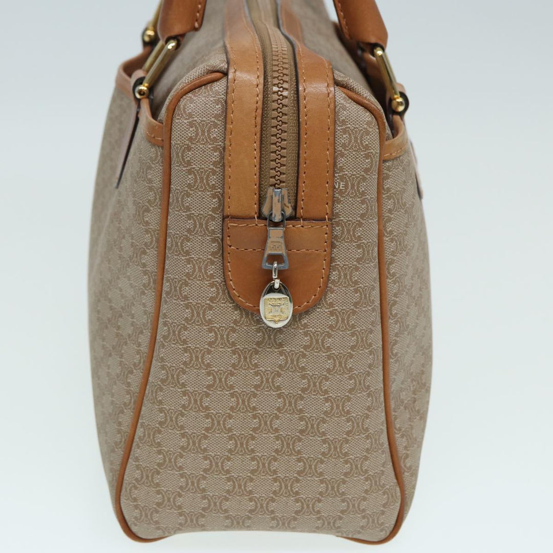 Celine Macadam Canvas Hand Bag Leather Beige Auth 83931
