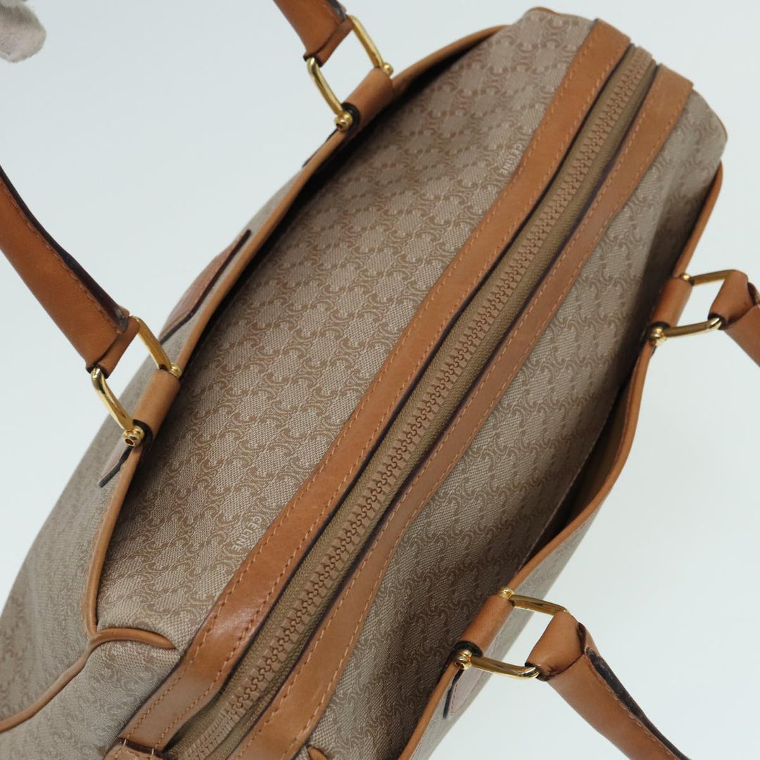 Celine Macadam Canvas Hand Bag Leather Beige Auth 83931