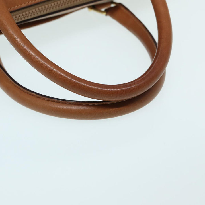 Celine Macadam Canvas Hand Bag Leather Beige Auth 83931