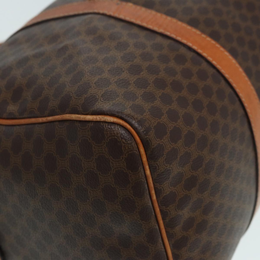 Celine Macadam Canvas Boston Bag PVC Leather Brown Auth 83945