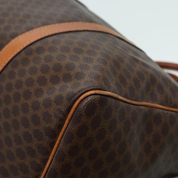 Celine Macadam Canvas Boston Bag PVC Leather Brown Auth 83945