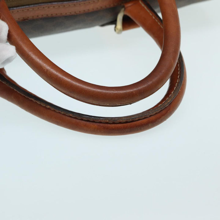 Celine Macadam Canvas Boston Bag PVC Leather Brown Auth 83945