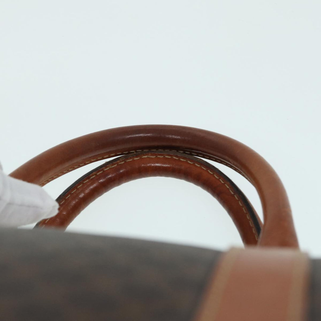 Celine Macadam Canvas Boston Bag PVC Leather Brown Auth 83945