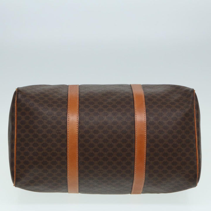 Celine Macadam Canvas Boston Bag PVC Leather Brown Auth 83945