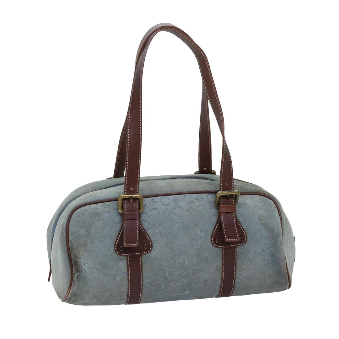 Celine C Macadam Canvas Shoulder Bag Light Blue Auth 83983