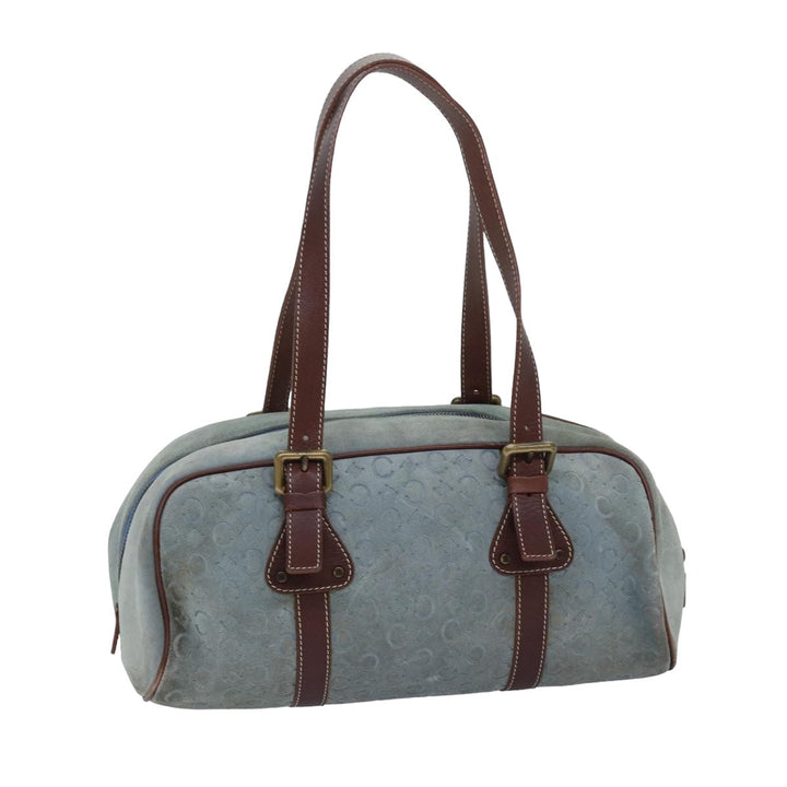 Celine C Macadam Canvas Shoulder Bag Light Blue Auth 83983