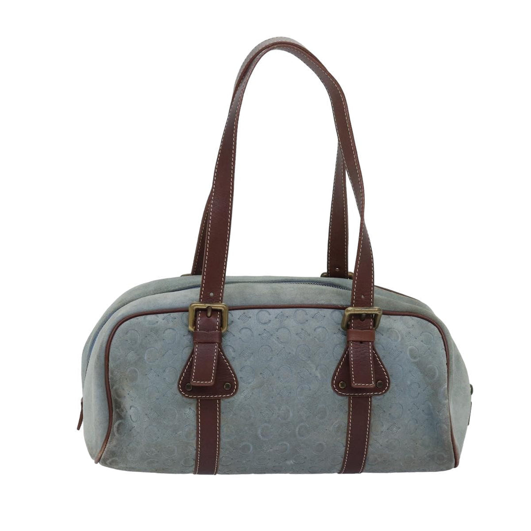 Celine C Macadam Canvas Shoulder Bag Light Blue Auth 83983