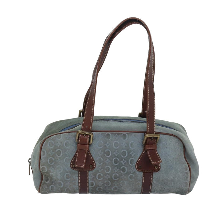Celine C Macadam Canvas Shoulder Bag Light Blue Auth 83983
