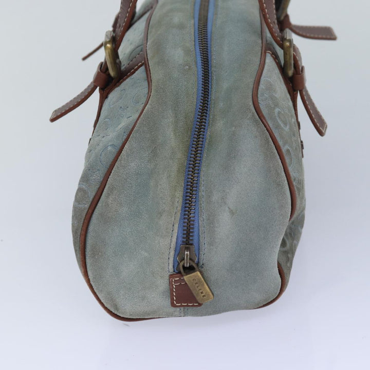 Celine C Macadam Canvas Shoulder Bag Light Blue Auth 83983