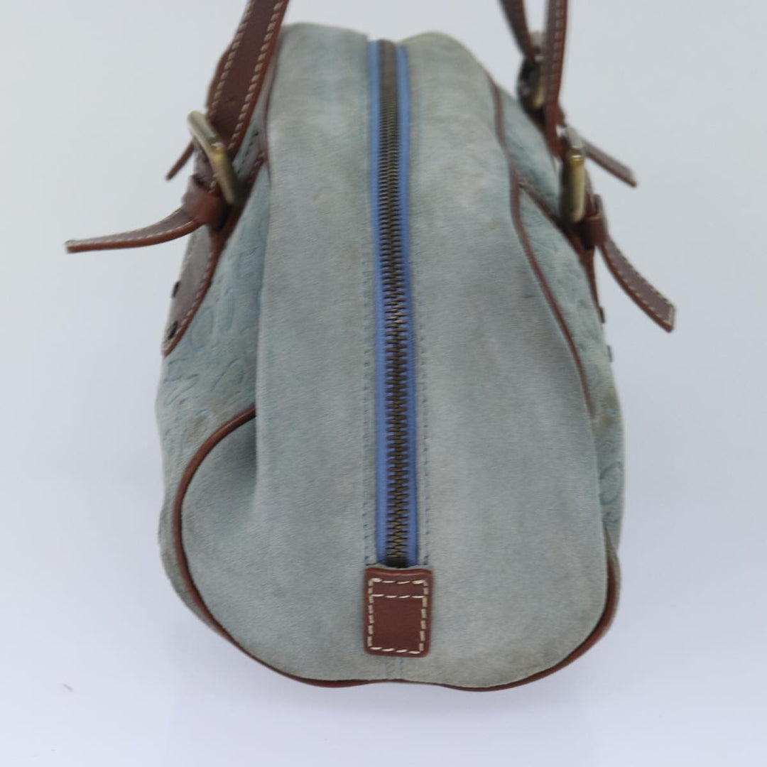 Celine C Macadam Canvas Shoulder Bag Light Blue Auth 83983