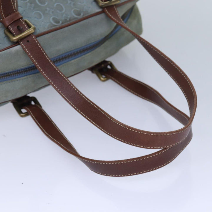 Celine C Macadam Canvas Shoulder Bag Light Blue Auth 83983