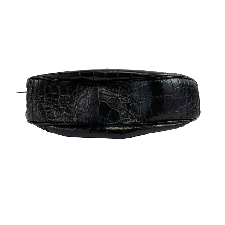 Top Quality Balenciaga - XS Shoulder Bag Crocodile Embossed Black Studded Shoulder Bag NEW