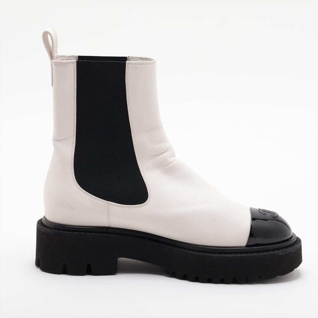 Top Quality Chanel Coco Brand Leather Patent Sidewear 37  White G38218
