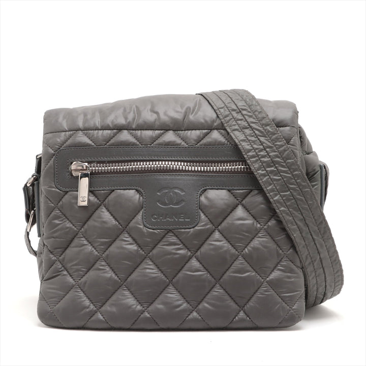 Top Quality Chanel Coconut Nylon X Leather Shoulder Bag Gr Silver Gold  13th