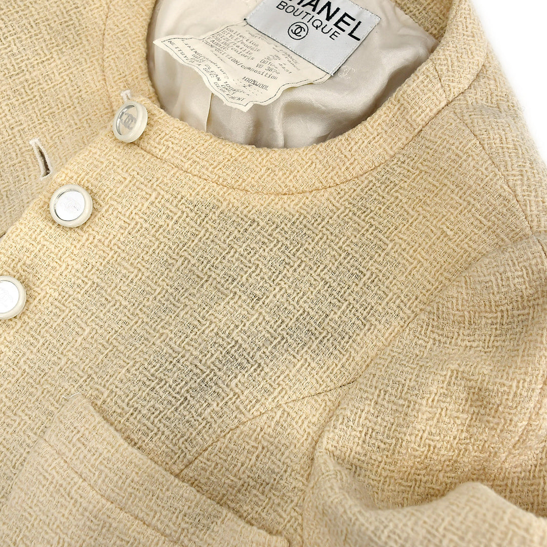 Top Quality Chanel Collarless Jacket Ivory 95C #36