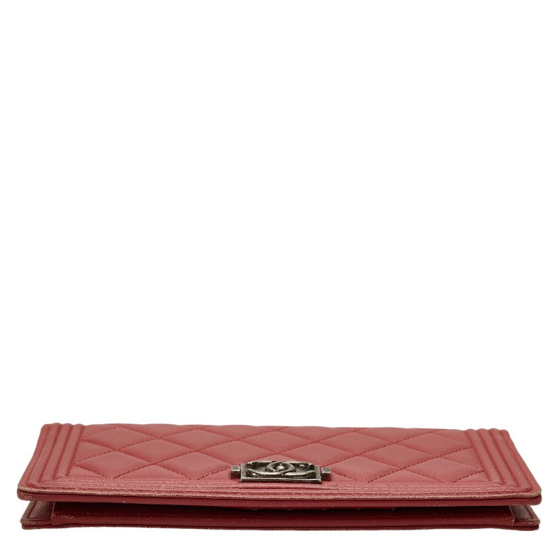 Top Quality Chanel Long Wallet Leather Wine Red