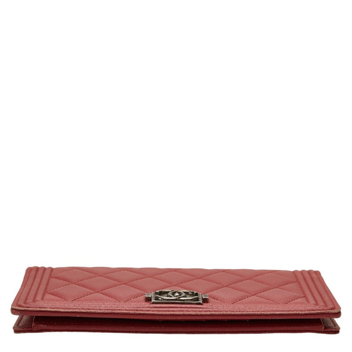 Top Quality Chanel Long Wallet Leather Wine Red