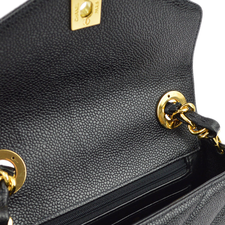 Top Quality Chanel Black Caviar V-Stitch Mini Square Shoulder Bag 17