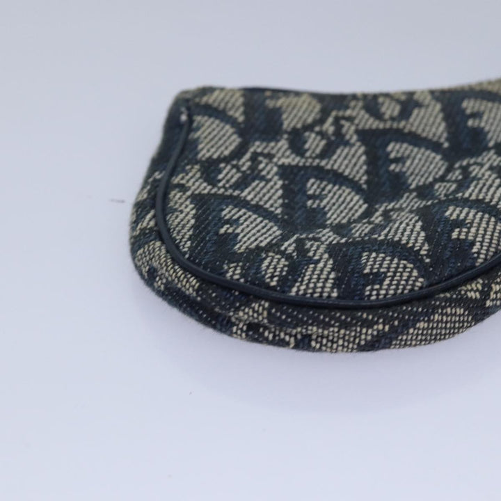 CHRISTIAN Top quality Dior Trotter Canvas SaddleCoin Purse Coin Purse Blue Auth 84076