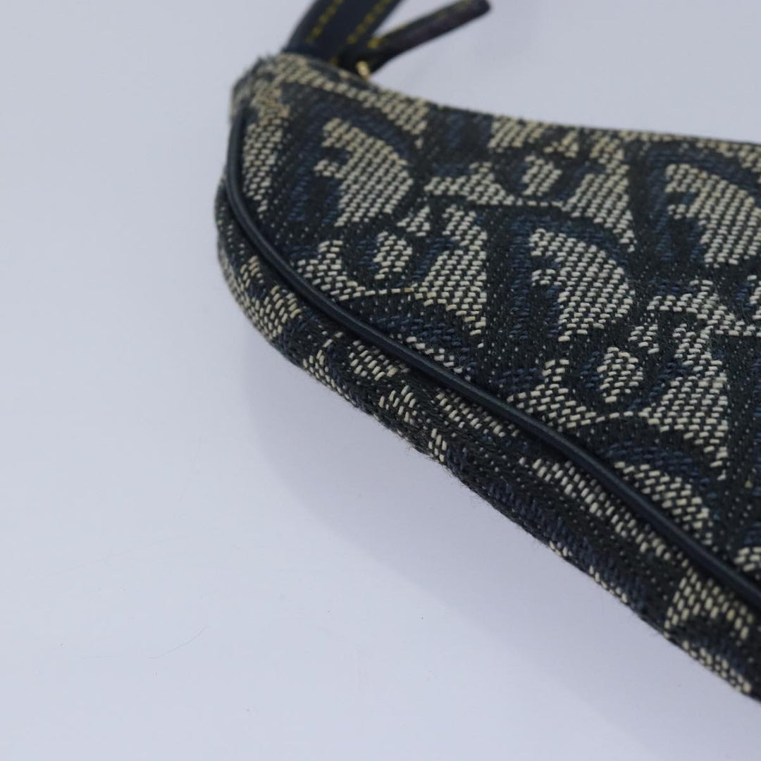 CHRISTIAN Top quality Dior Trotter Canvas SaddleCoin Purse Coin Purse Blue Auth 84076