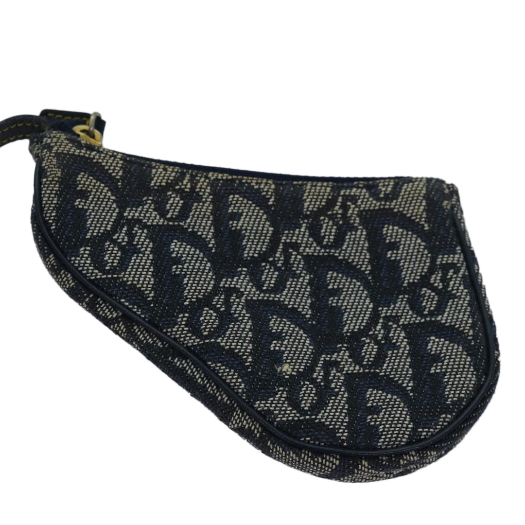 CHRISTIAN Top quality Dior Trotter Canvas SaddleCoin Purse Coin Purse Blue Auth 84076