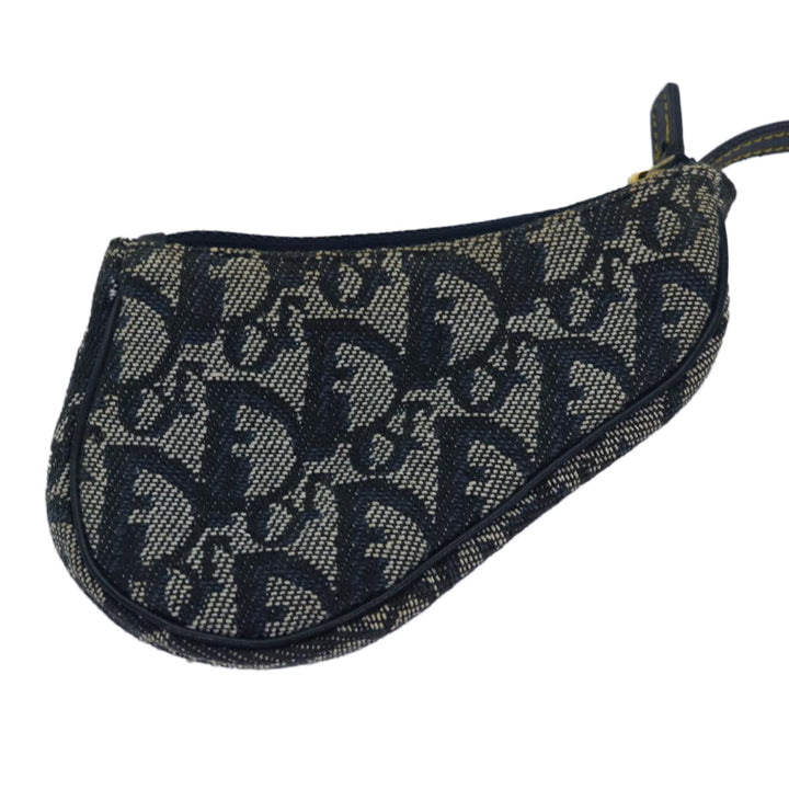 CHRISTIAN Top quality Dior Trotter Canvas SaddleCoin Purse Coin Purse Blue Auth 84076